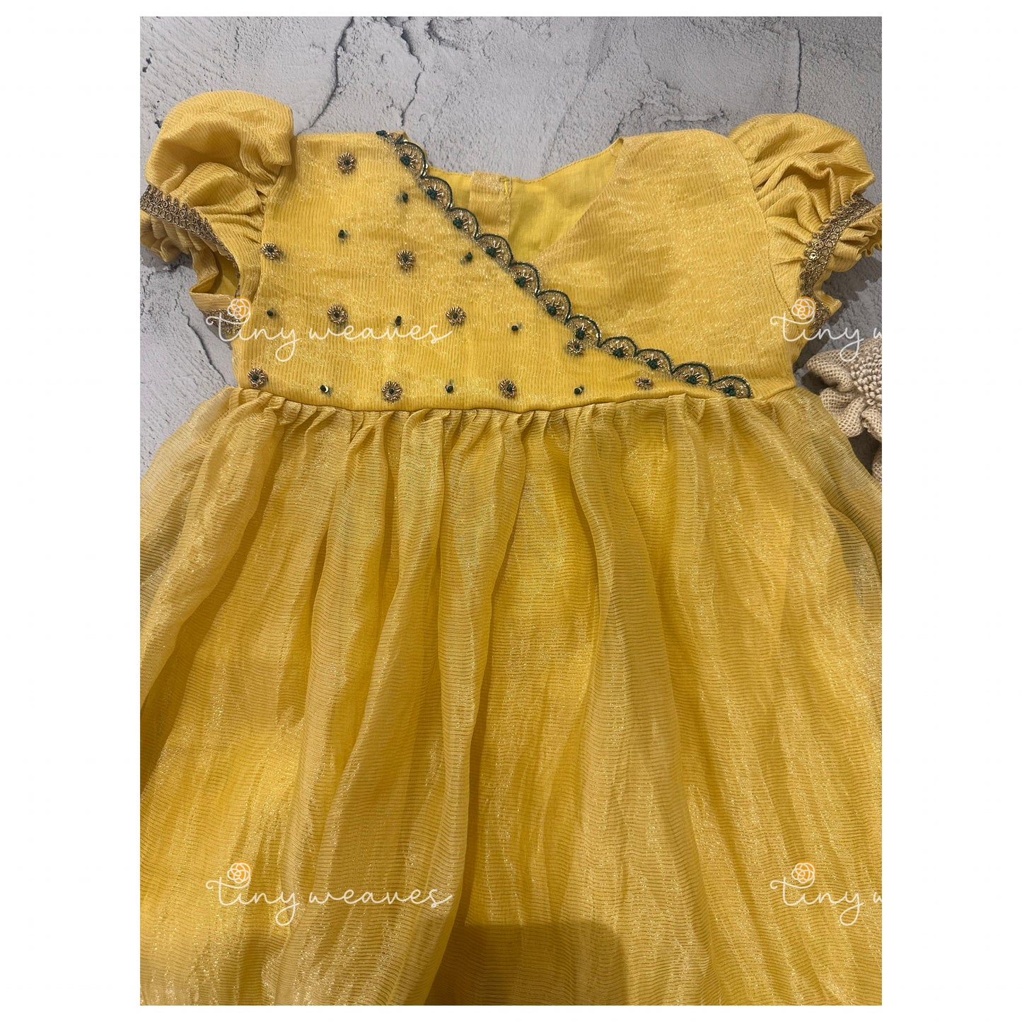 Yellow embroidered angarakha