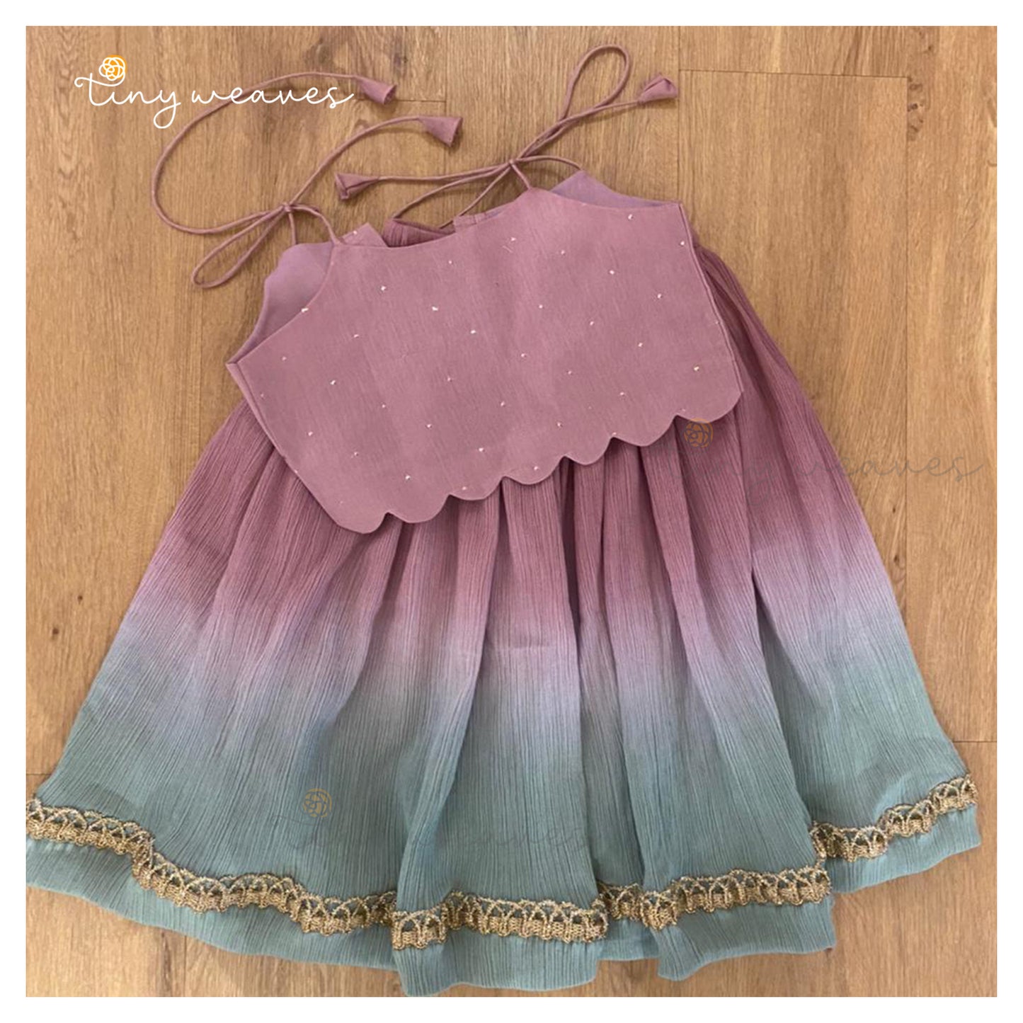 Mauve & Mint Blue Ombre Skirt Set