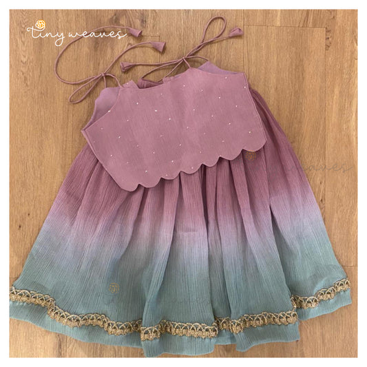 Mauve & Mint Blue Ombre Skirt Set