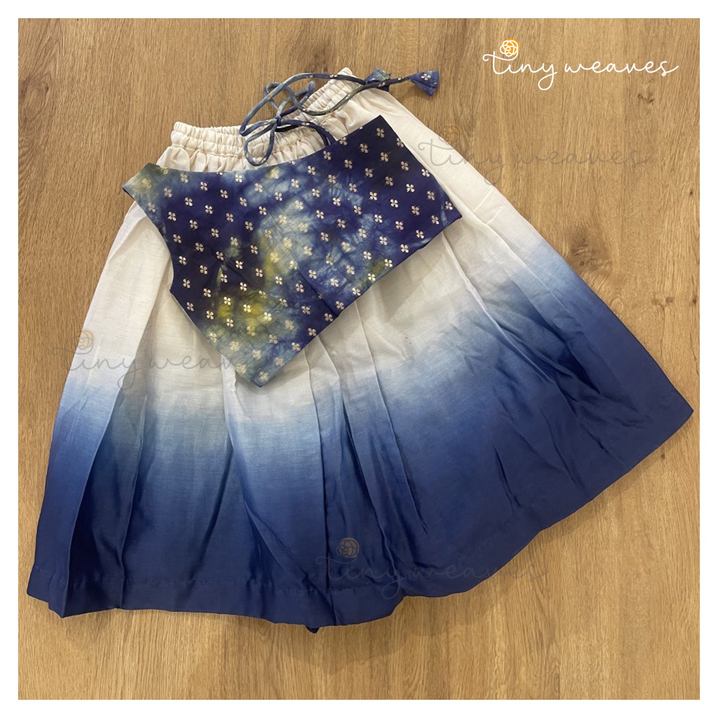 Blue Tie-Dye Skirt Set