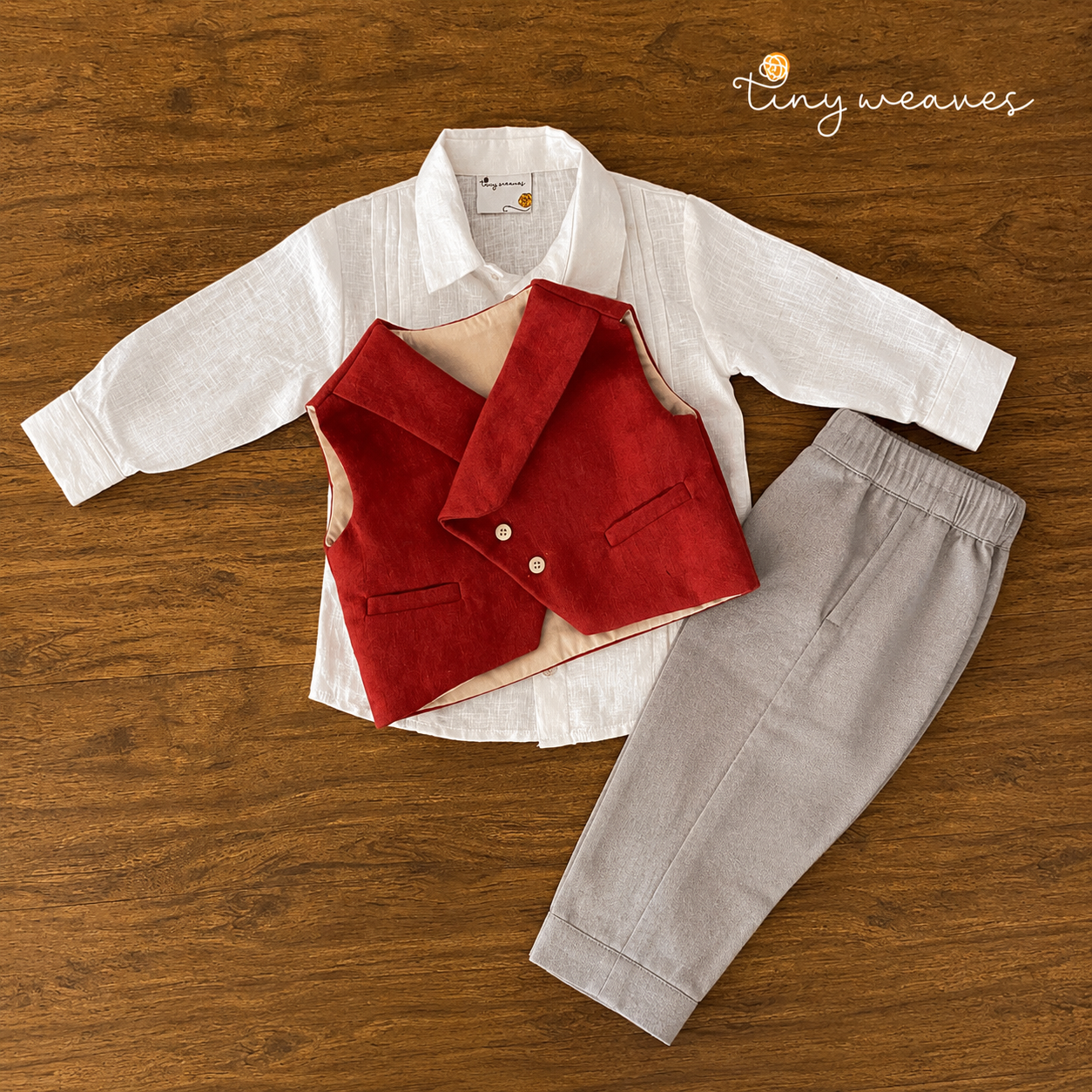 Ruby Linen Waistcoat Set