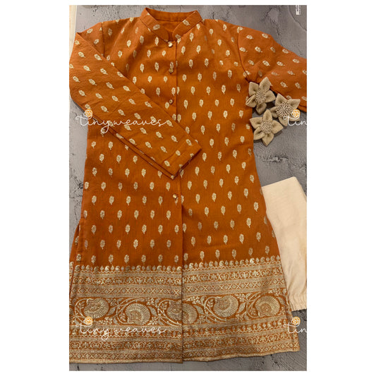 Royal flora kurta set [ orange ]