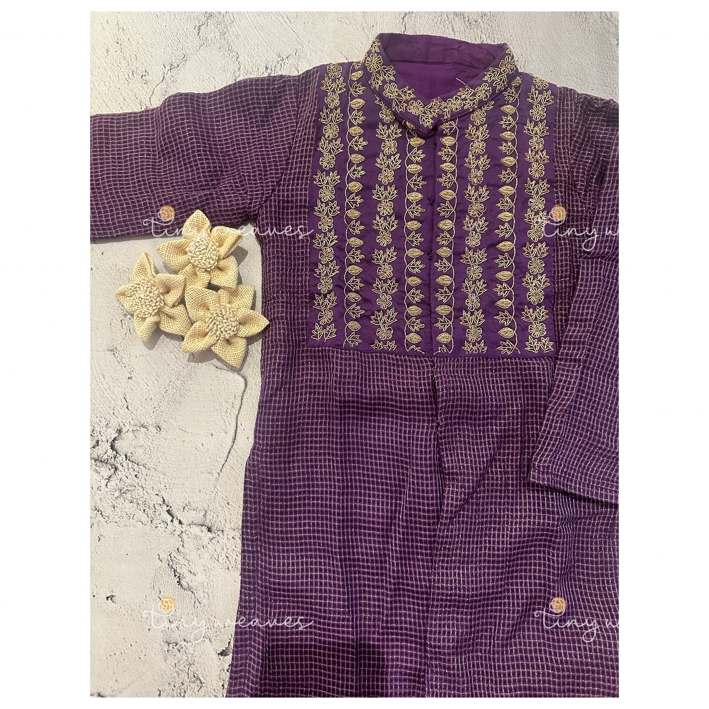 Kota embroidered kurta set in purple