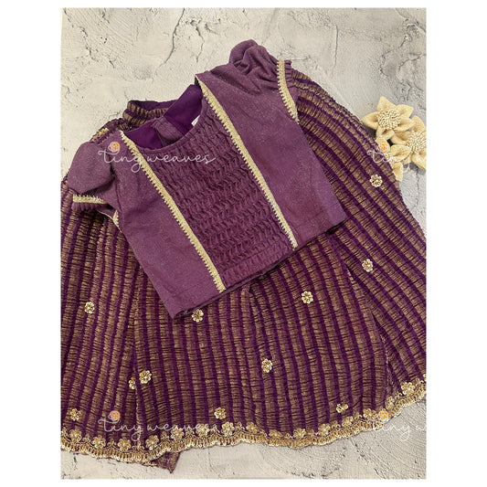 Pleated magic skirt set in purple