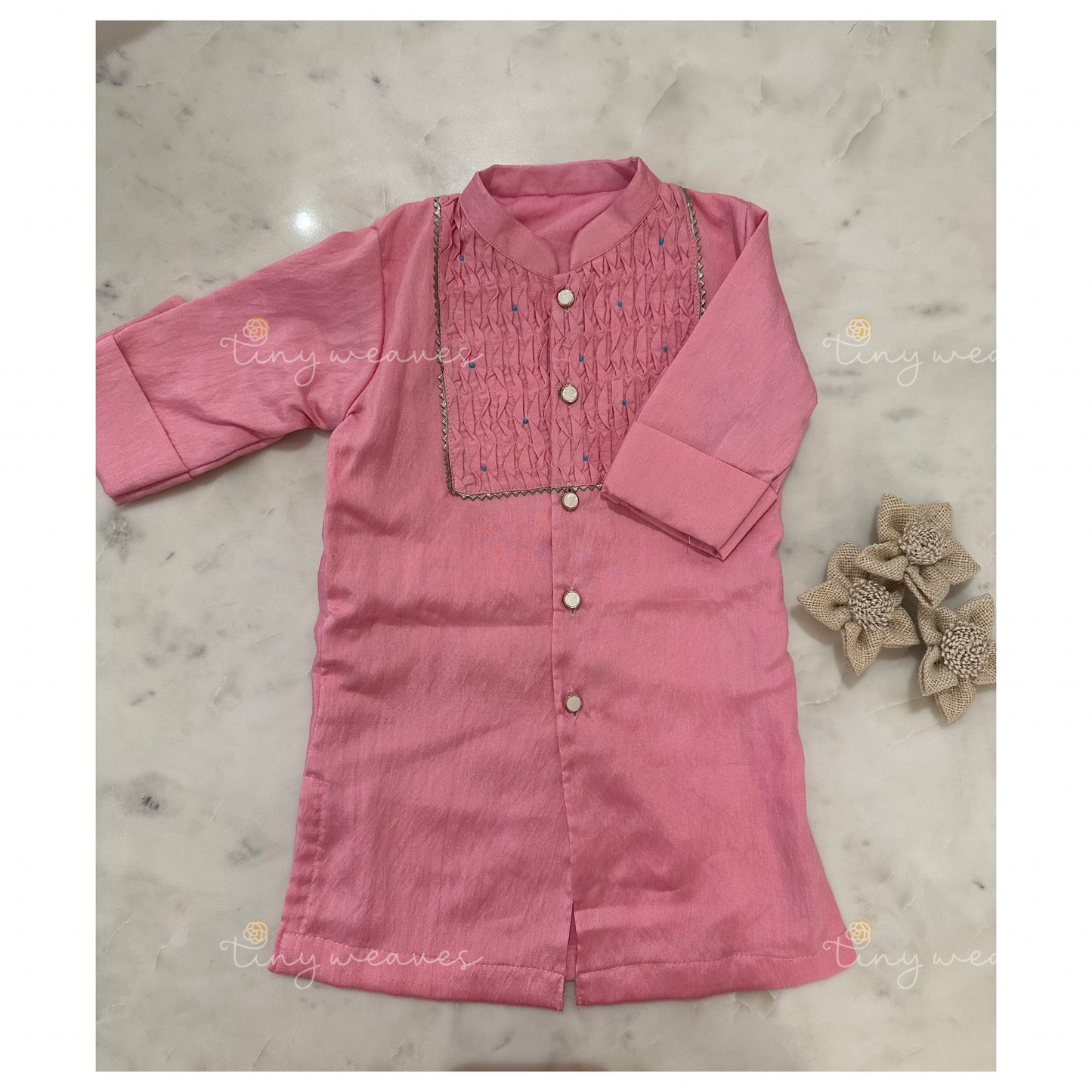 Weave kurta set [ pink ]