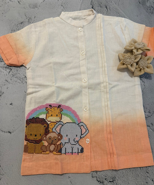 Rainbow pals cross stitch shirt