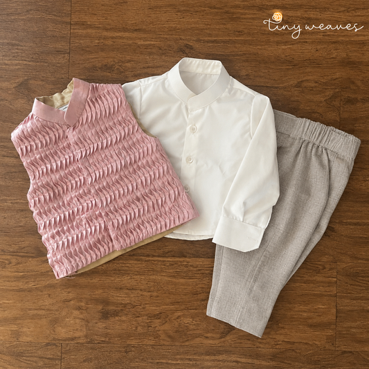 Blush Textured Waistcoat Set