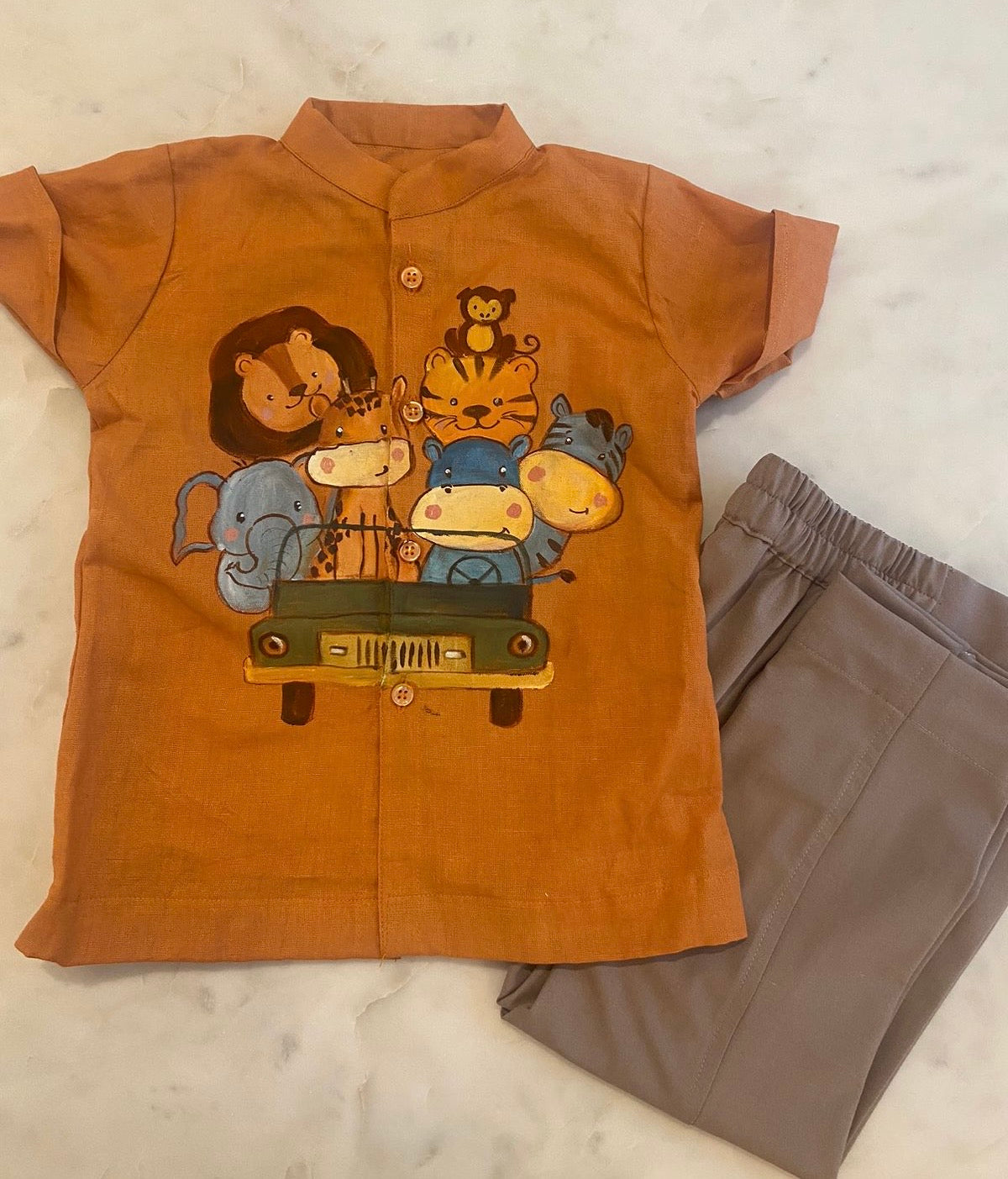 Safari shirt and pant set [ Orange ]