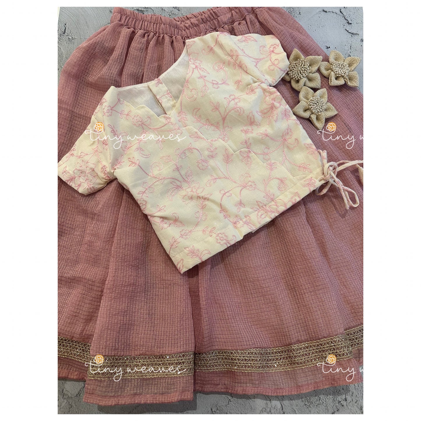 Kota embroidered angarakha skirt set [ pink ]