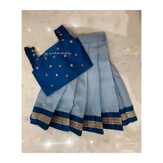 Checks skirt set [ blue ]