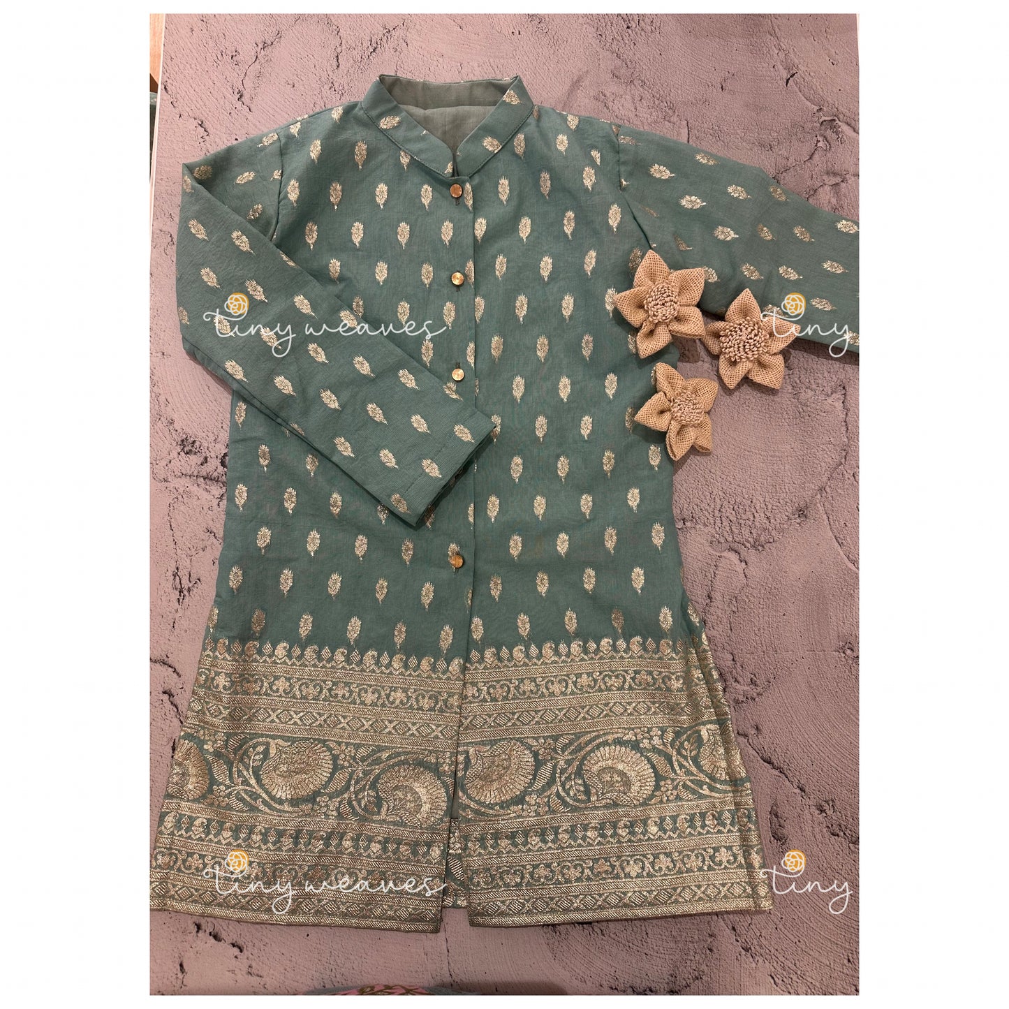 Royal flora kurta set [ mint blue]