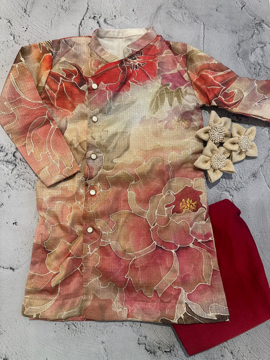 Kota red kurta set (2-3 years)