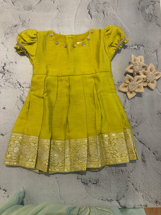 Lime green Zari angarakha