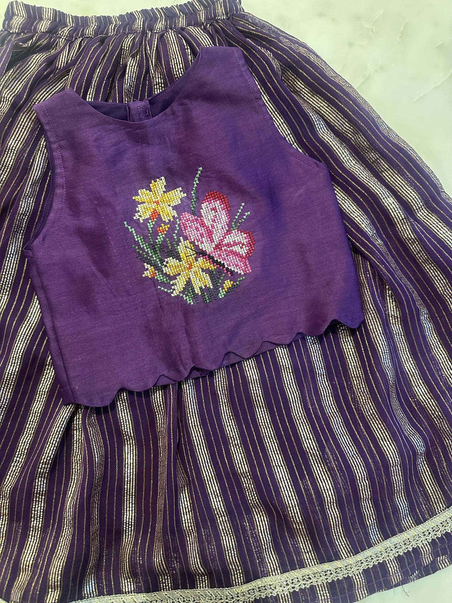 Magical butterfly cross stitch skirt in purple