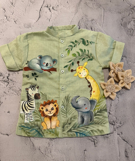 Animal tales hand painted shirt