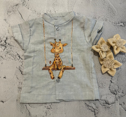 Swing theme giraffe hand painted shirt