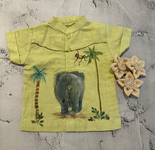 Elephant in the jungle hand painted shirt