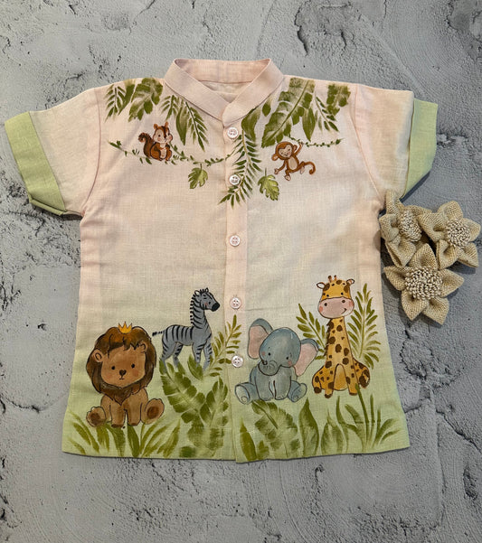 nature’s parade animals hand painted shirt