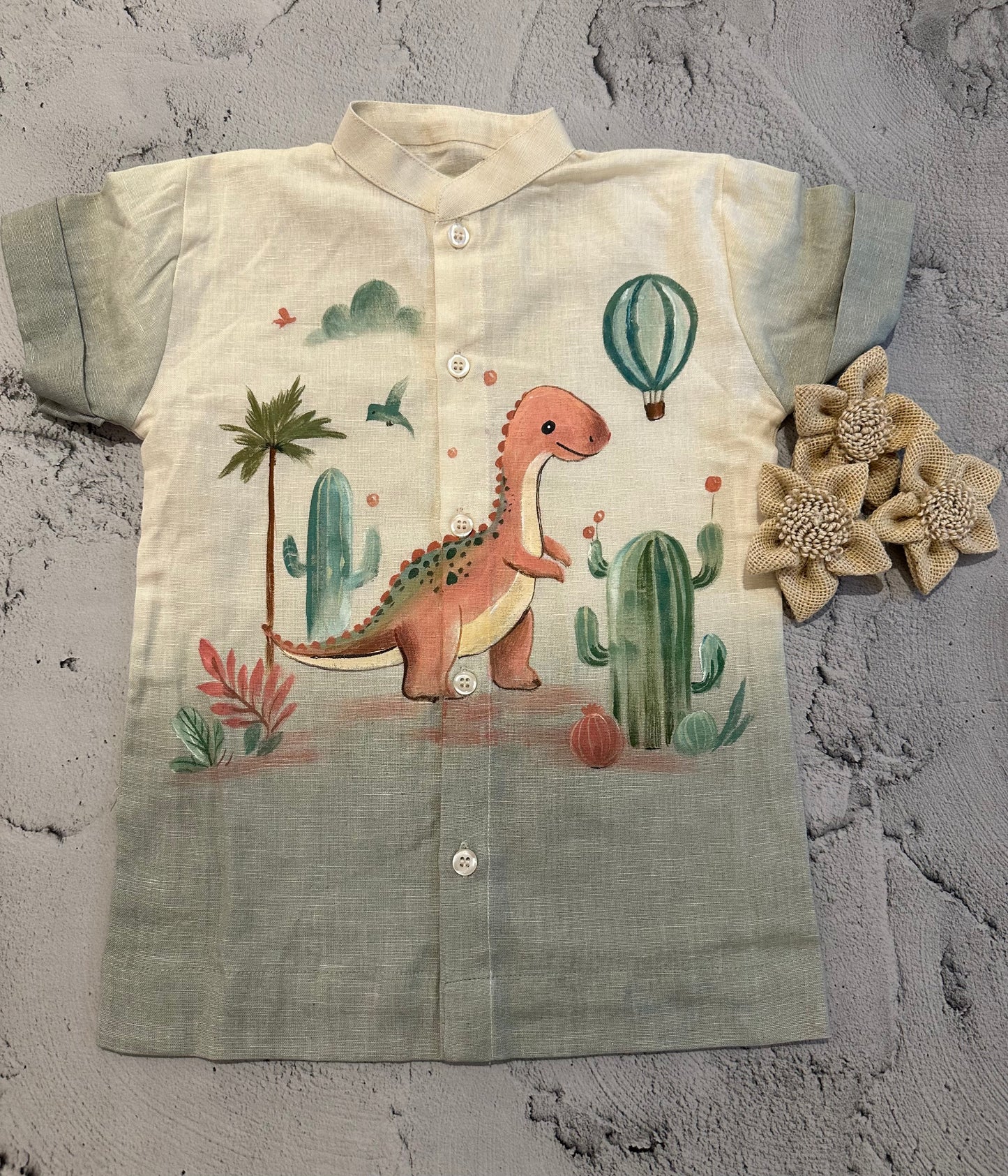 Dino theme hand painted shirt