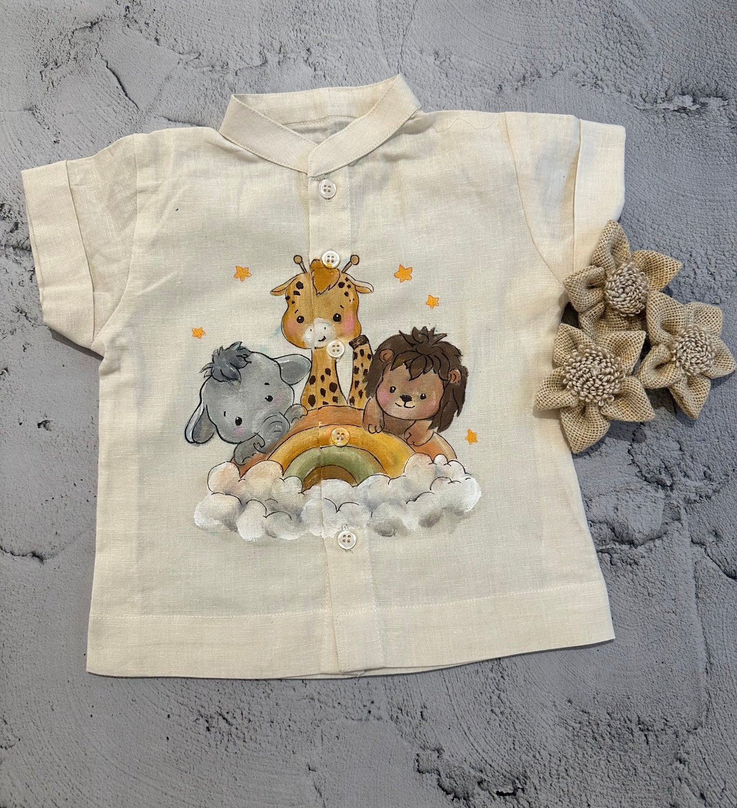 Rainbow theme animals hand painted shirt