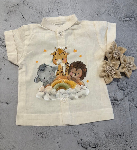 Rainbow theme animals hand painted shirt