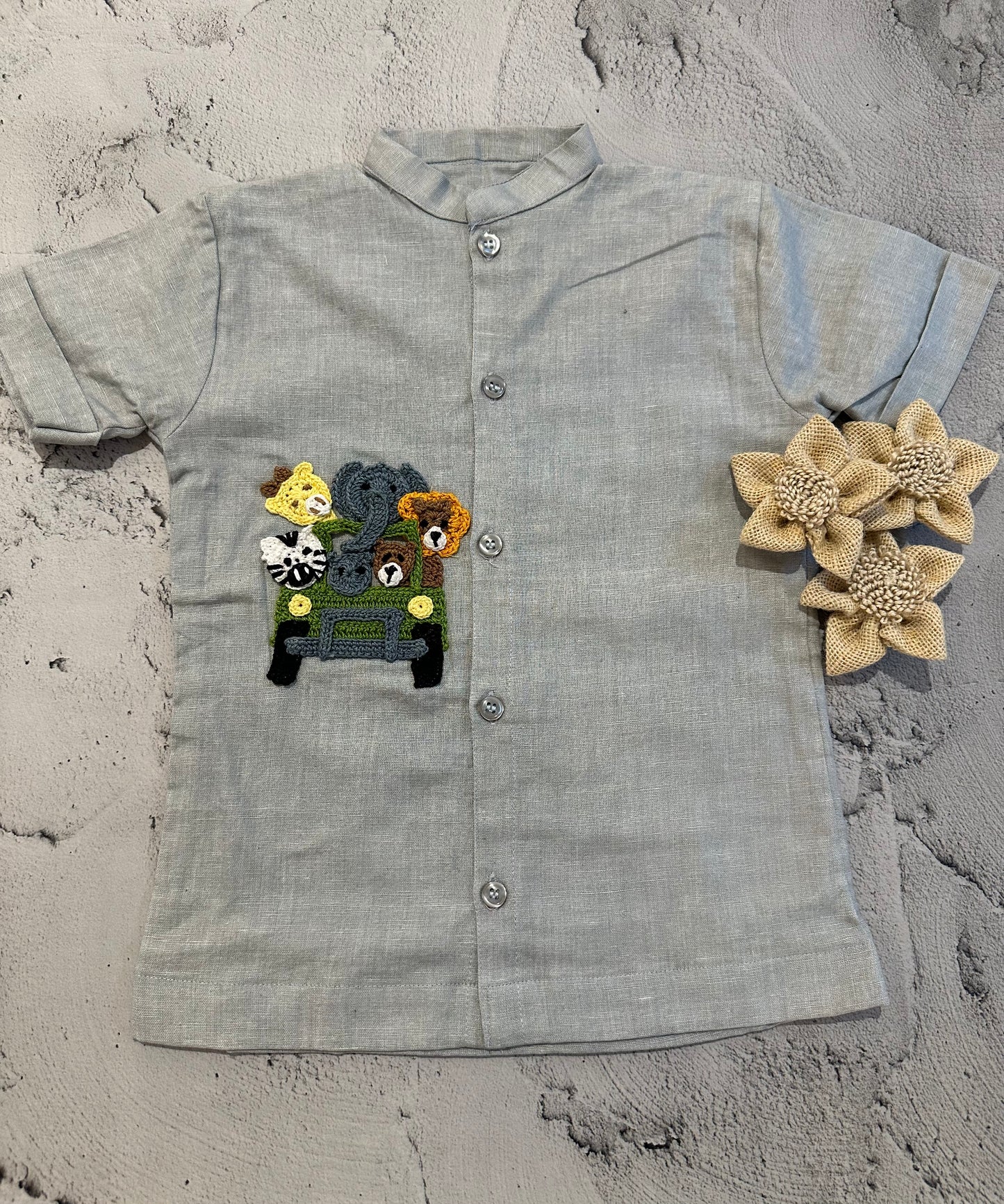 Grey safari crochet shirt