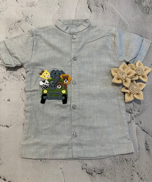 Grey safari crochet shirt