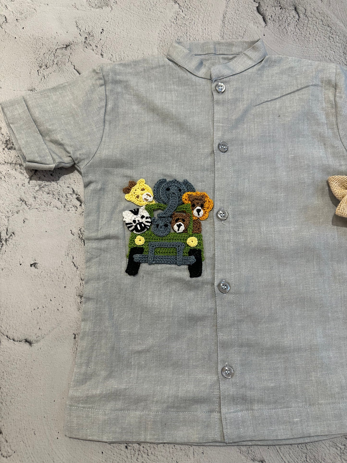 Grey safari crochet shirt