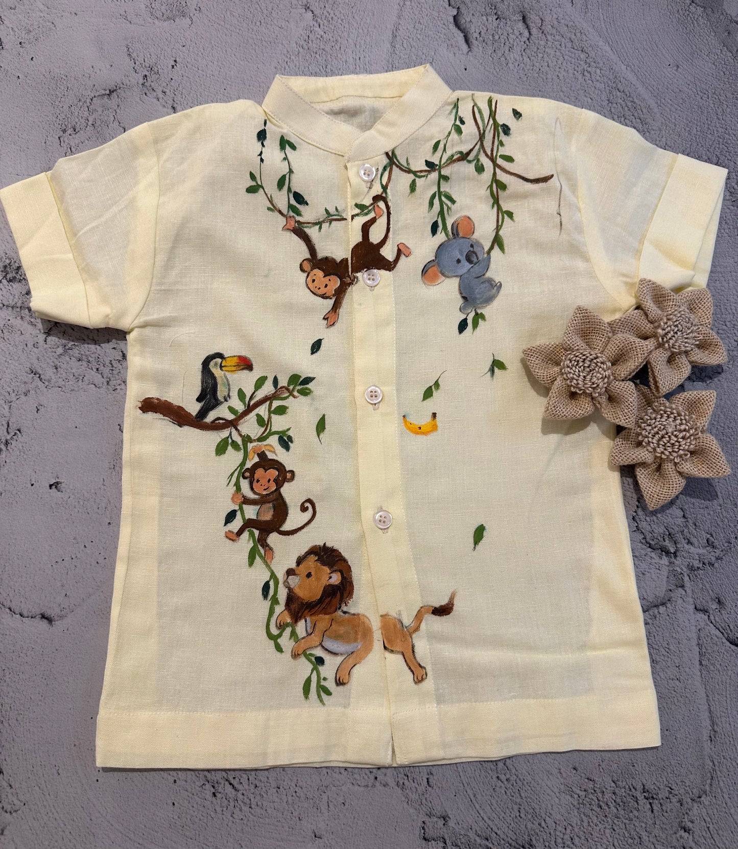 Jungle swing theme animal hand painted shirt