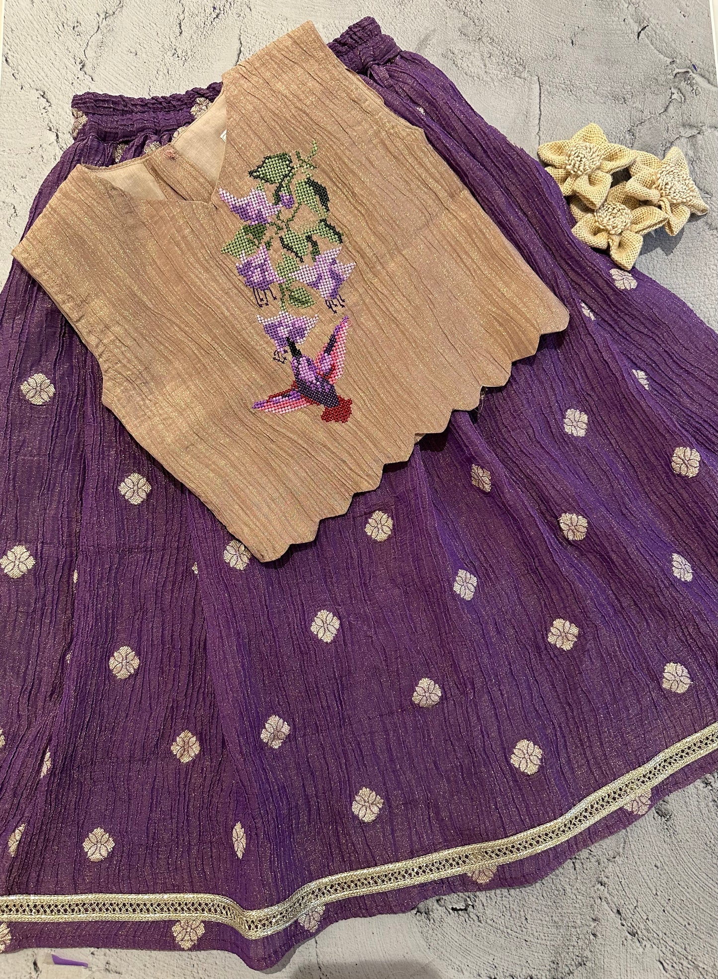 Crushed Radiance cross stitch skirt set