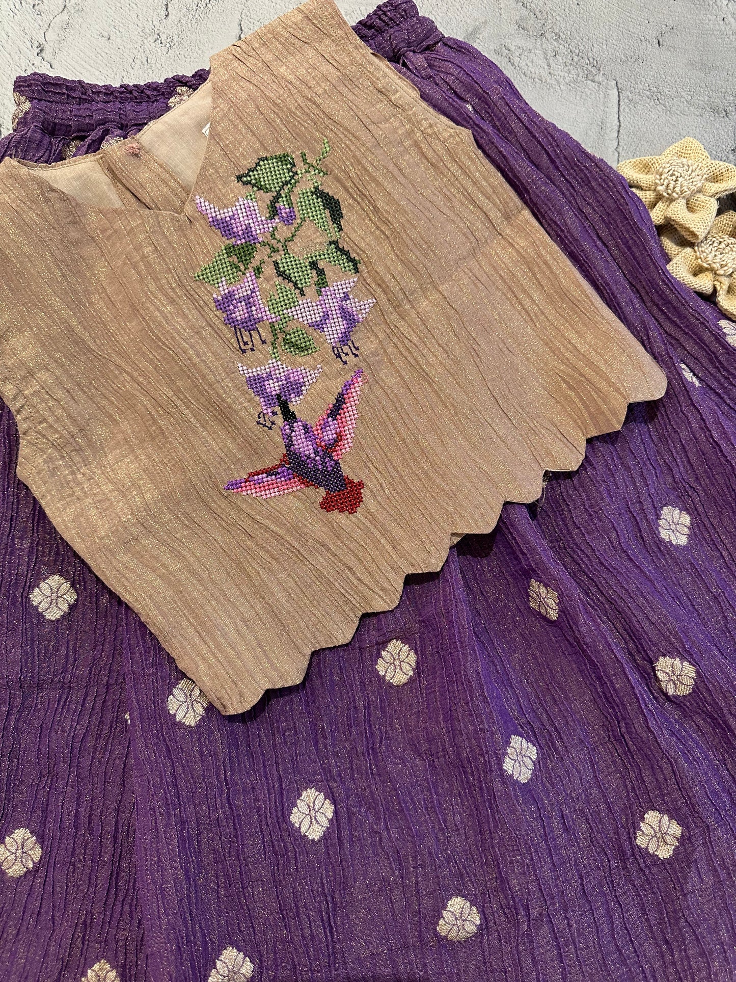 Crushed Radiance cross stitch skirt set