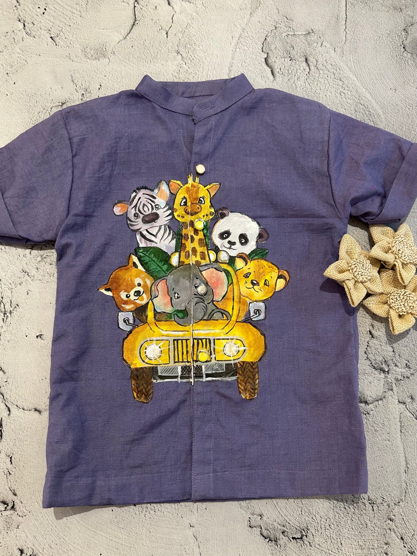 Safari theme hand painted animal shirt (4-5 years)