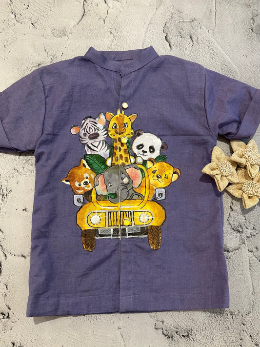 Safari theme hand painted animal shirt (4-5 years)