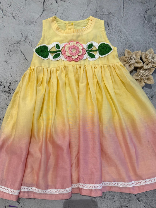Ombré floral band crochet dress