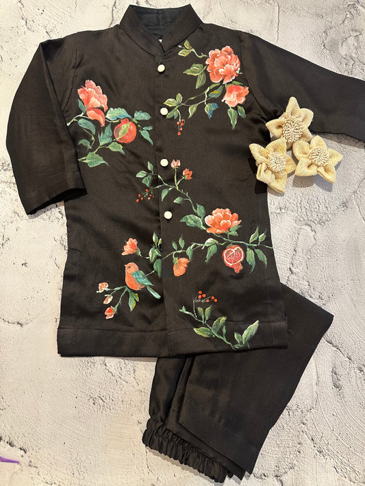 Midnight b loom hand painted kurta set (1-2 years)