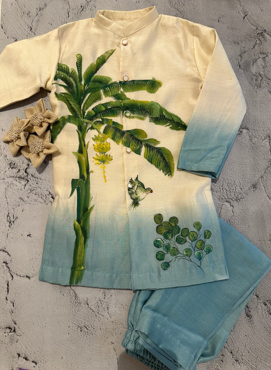 Banana grove hand painted kurta set (2-3 years )