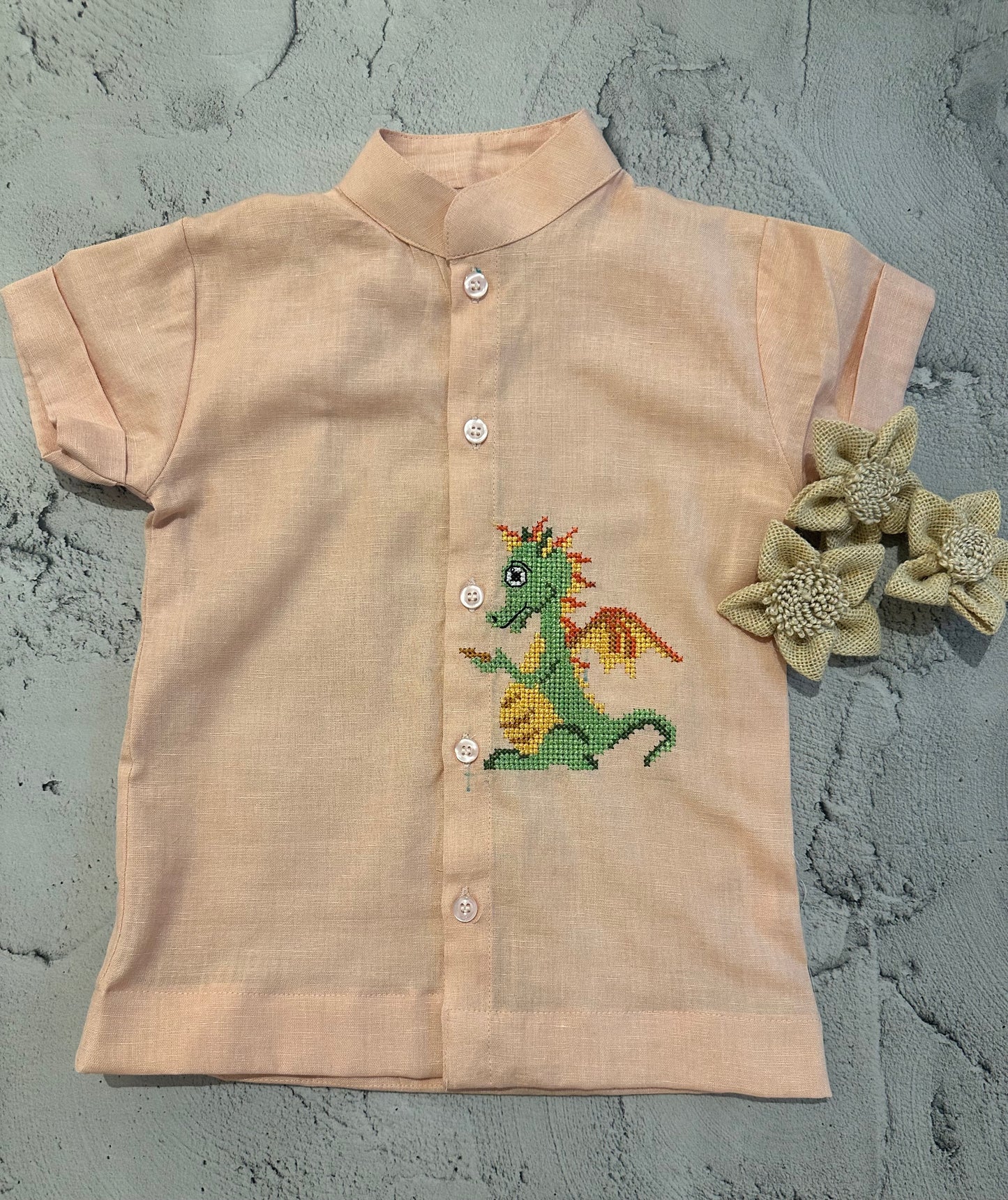 Dragon cross stitch shirt ( 4-5 years)
