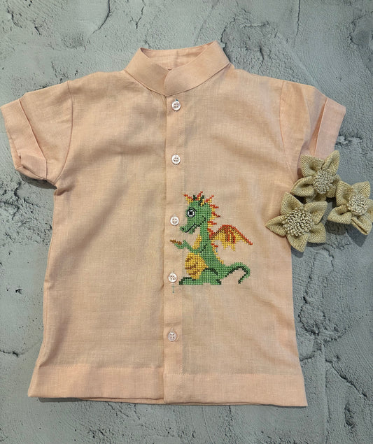 Dragon cross stitch shirt ( 4-5 years)