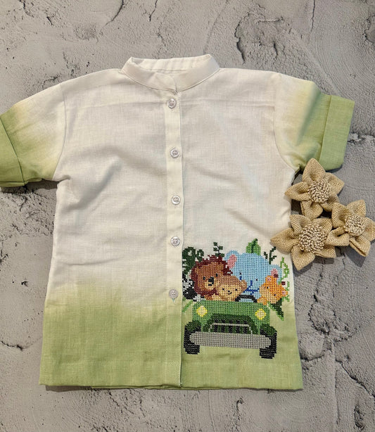Safari ombré cross stitch shirt