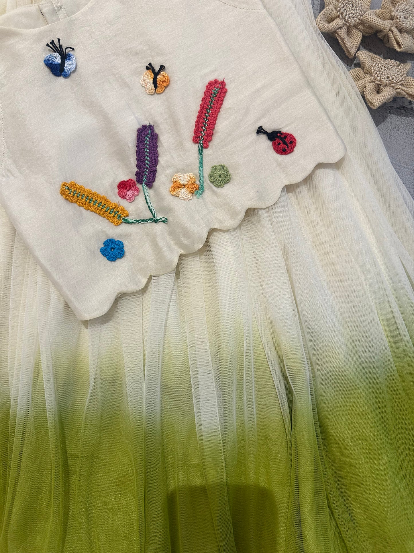 Garden theme crochet skirt set