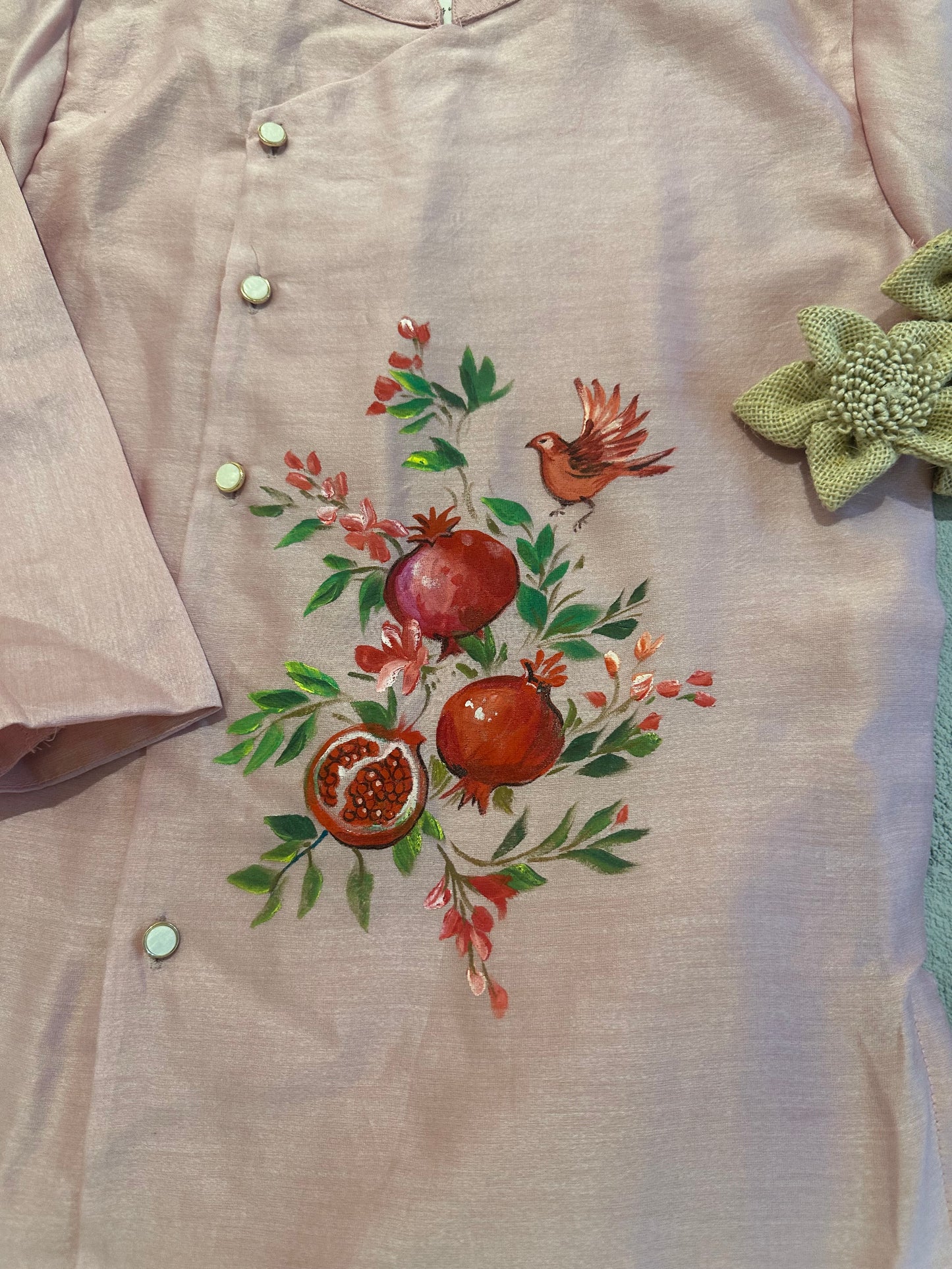 Pomegranate hanpainted kurta set (5-6 years)