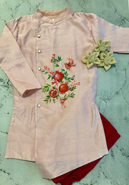 Pomegranate hanpainted kurta set (5-6 years)