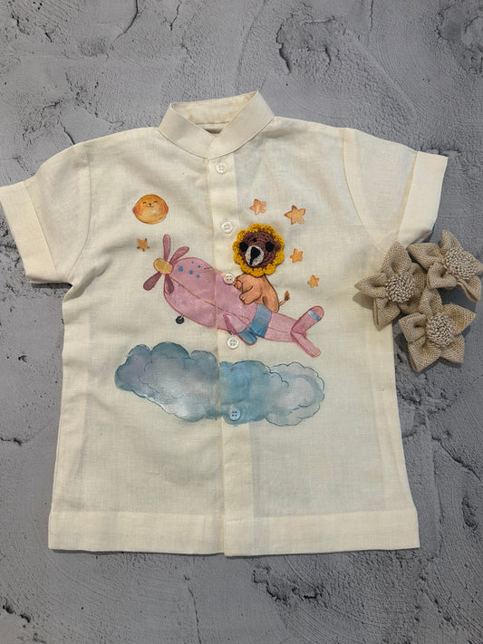 Lion crochet hand painted shirt