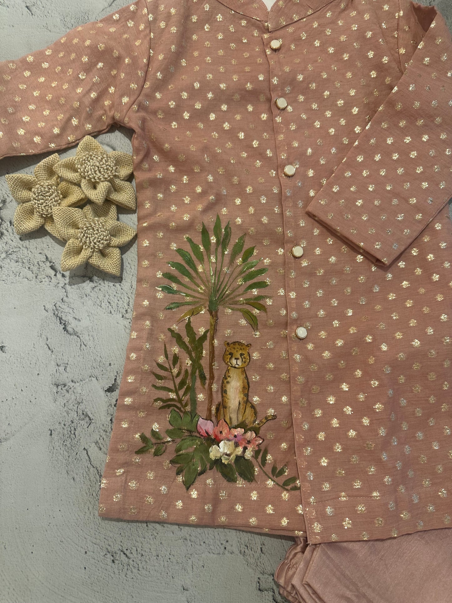 Wild blush hand painted kurta set (2-3 years)