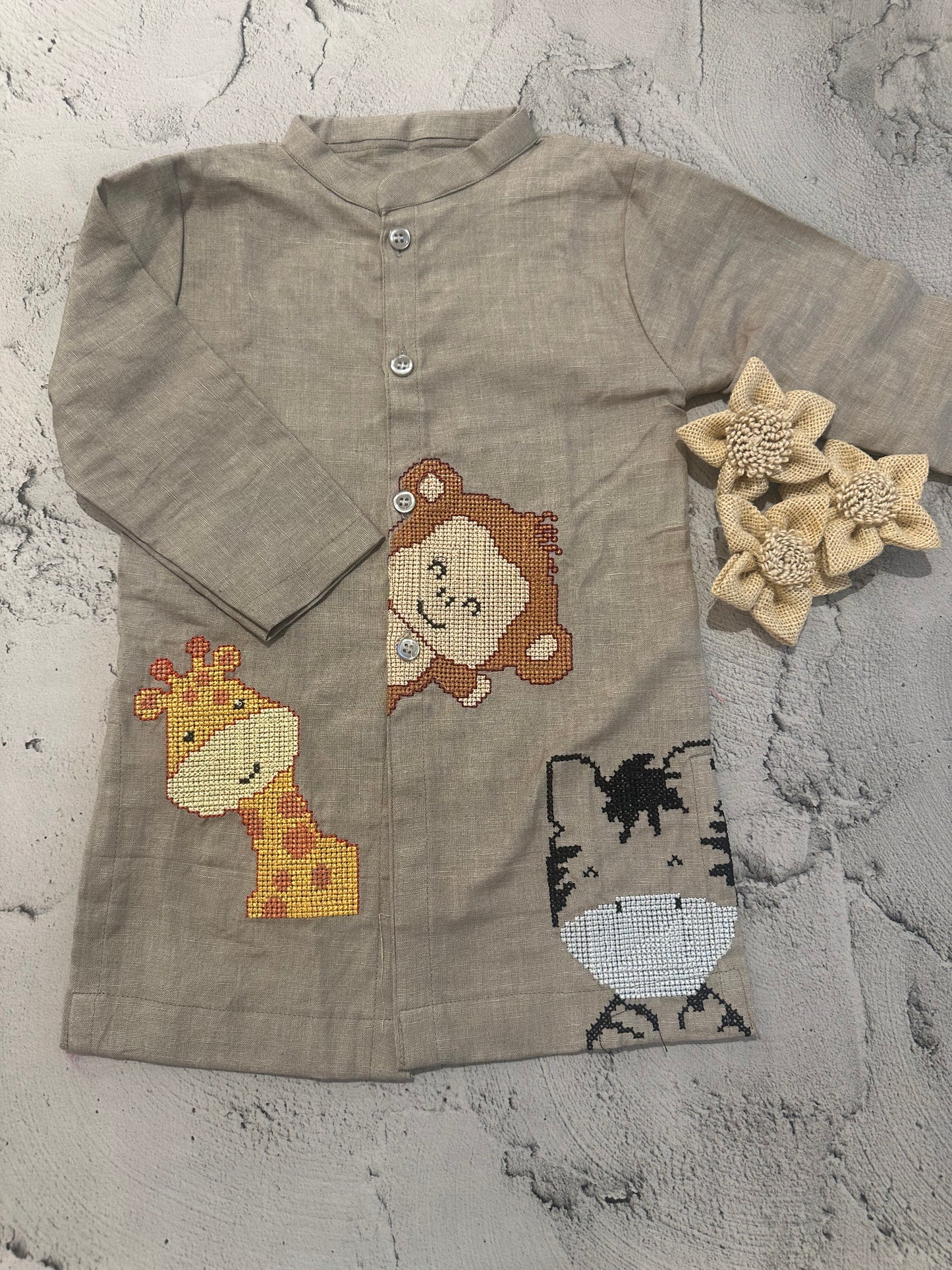 Safari tales linen kurta (3-4 years)