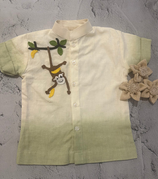 Hanging monkey crochet shirt