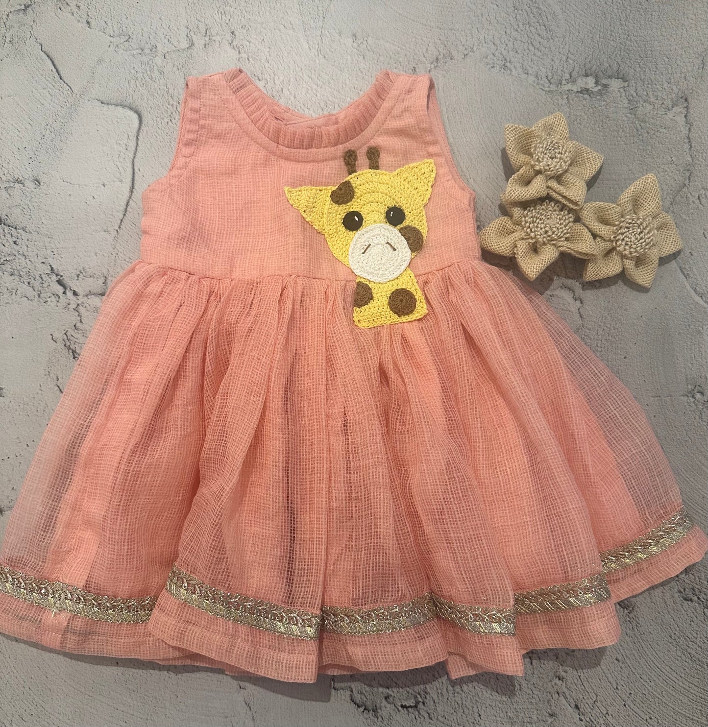 Pink giraffe crochet dress