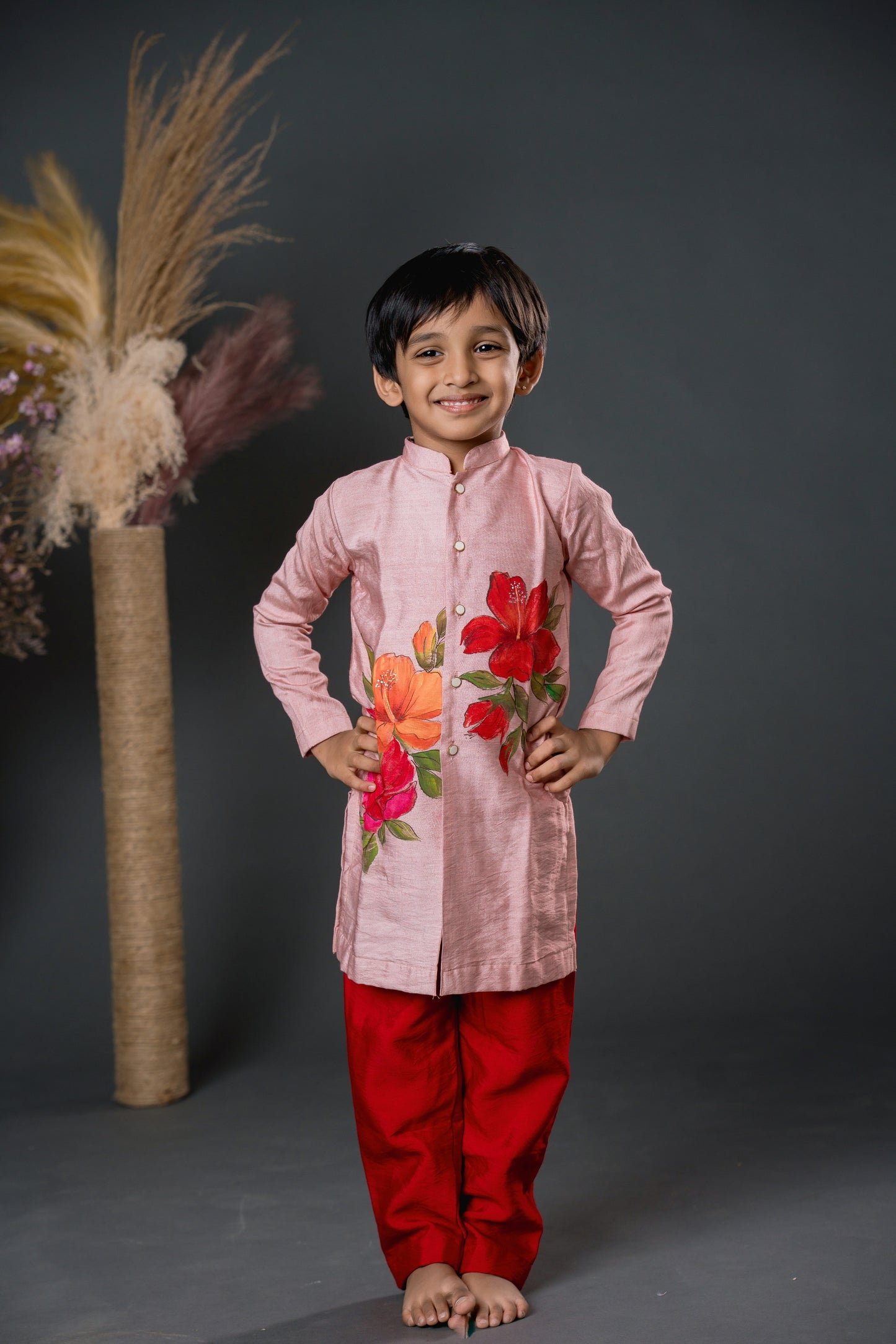 Hibiscus hand painted kurta set