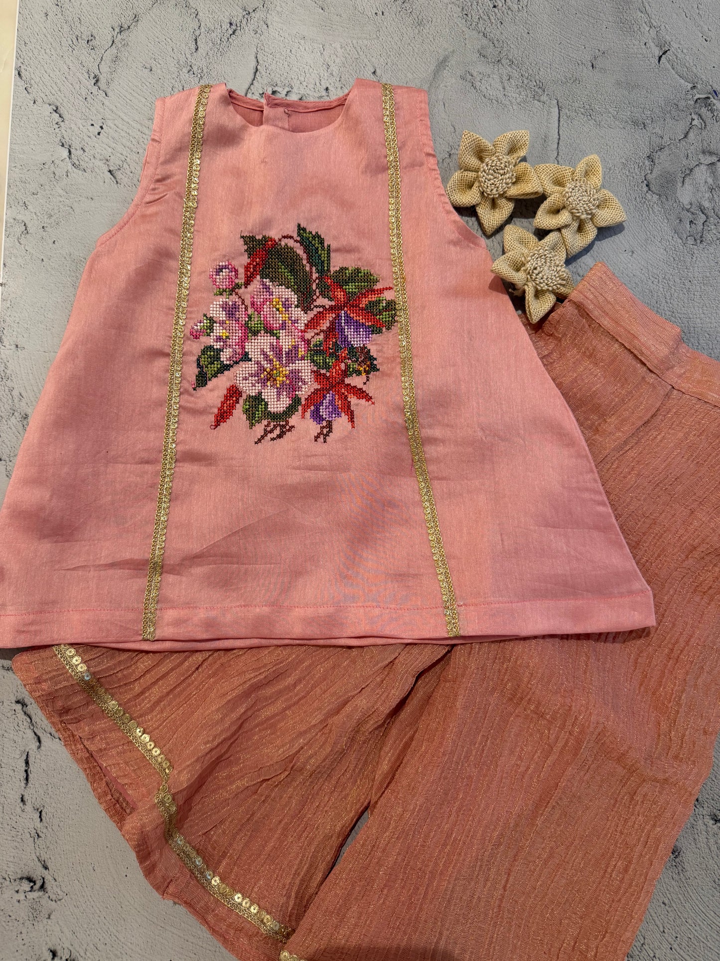 Blooming blossom cross stitch sharara set