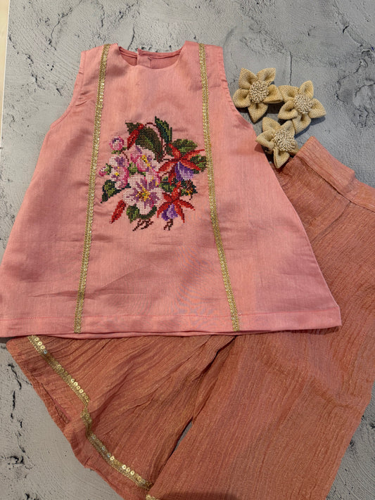 Blooming blossom cross stitch sharara set